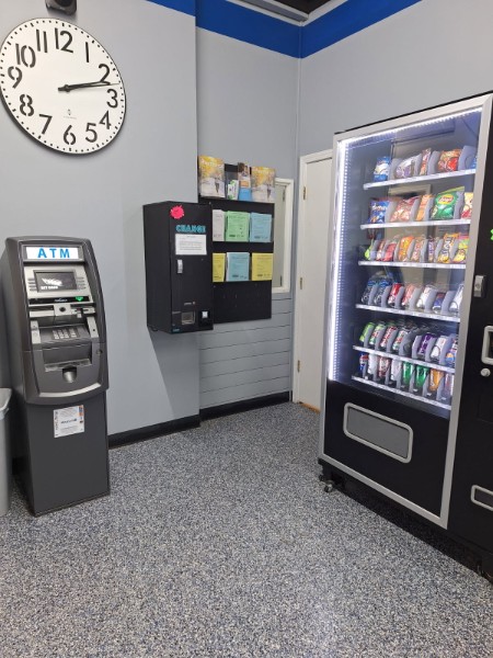 ATM and snack vending machine on-site