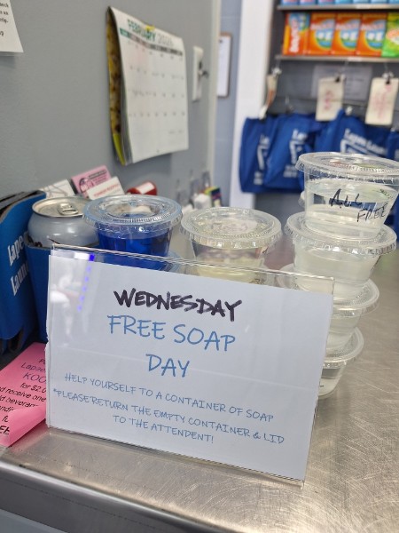 Wednesday free soap day at Lapeer Laundry