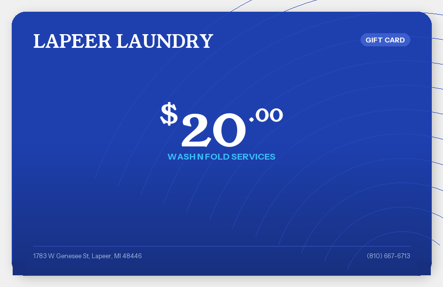 $20 Wash N Fold gift card from Lapeer Laundry